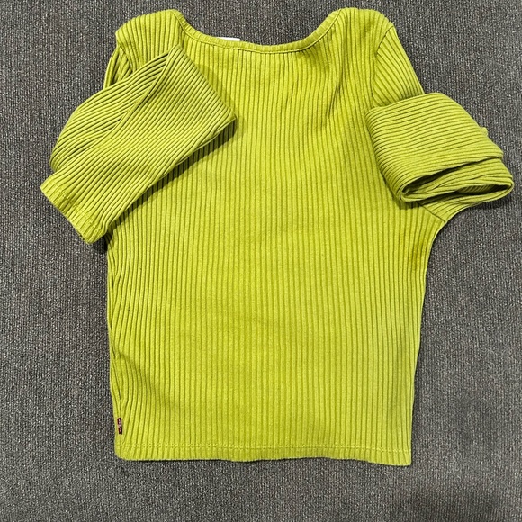 Lime Green Ribbed Button-Up Cardigan - Picture 4 of 5